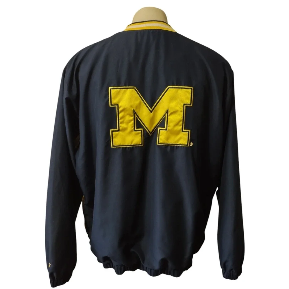58 Sports Michigan Wolverines Windbreaker XL Mens Go Blue Pullover Navy Yellow M